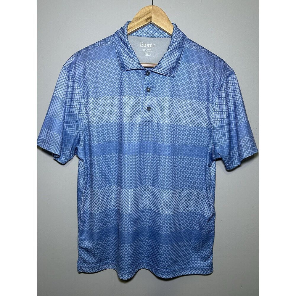 ETONIC Performance‎ Golf Blue Short Sleeve Polo Size Men's MEDIUM Med Made Kenya